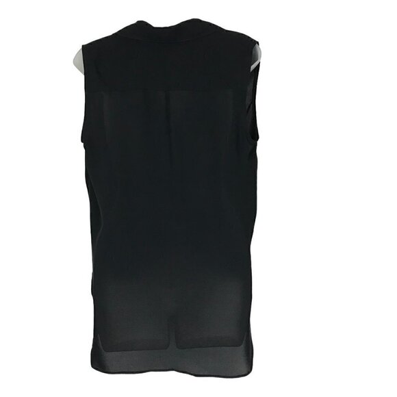 Judith & Charles Black 100% Silk Collar Drape Wrap Sleeveless Blouse Size 8 - Picture 5 of 7